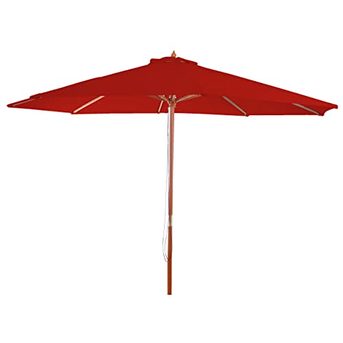 Mendler Parasol Florida parasol de marché Ø 3m polyester bois rouge
