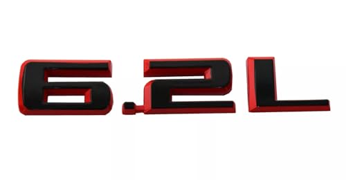 Image of Hood Body Style Emblems 3D Badge Decals Fits for 2019-2021 6.2L 2pcs (Red Black)