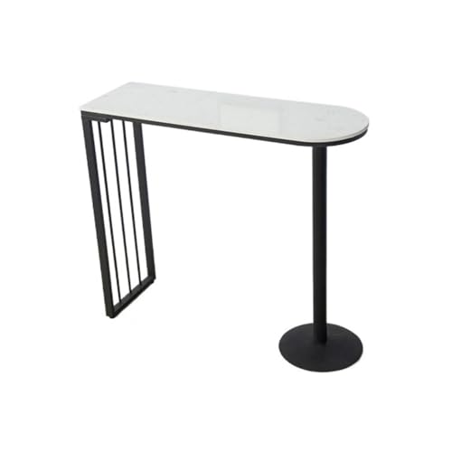SDA287MZ Bistrós Mesa de Bar de mármol con Marco de Metal, Mesa de Comedor de Cocina Alta, Ligera y de Lujo for el hogar Cafeterías(Negro,160 * 40 * 105cm)