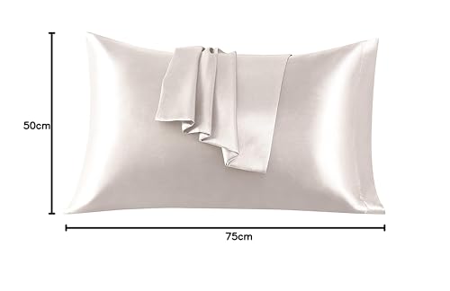 Set Di 2 Federe In Raso 50 X 75 Cm Beige, Federa Cuscino Letto Morbida E Setosa Al Tatto, Chiusura A Busta, Antiacaro E Ipoallergico, Protezione Capelli E Pelle & Antirughe - 9