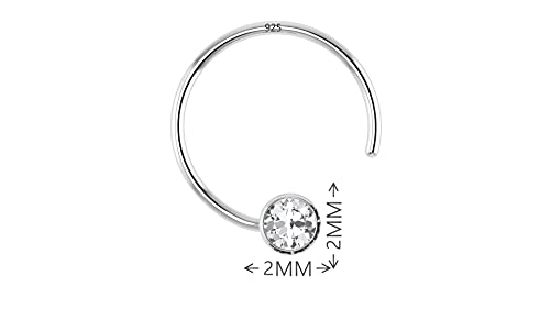 Image of SJ SHUBHAM JEWELLERS 92.5-925 Sterling Silver Round Shape White Cubic Zirconia Prong /Cup Setting Nose Pin Stud for Women Girls Size 2MM 3MM Size Pure Silver