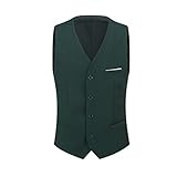 Allthemen Herren Weste Slim fit V Ausschnitt Anzugweste Ärmellose Westen für Business Hochzeit Grün M
