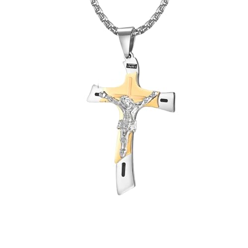 Collier épais amulette chrétienne vintage - Bijou rétro homme femme