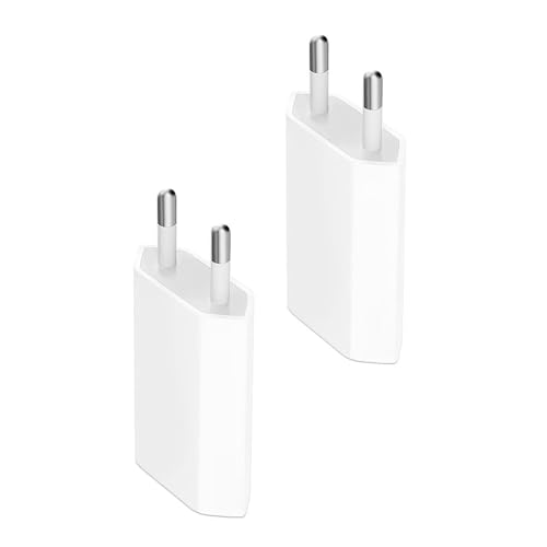 Azlanway Caricabatterie USB 5V/1A, 2 prese adattatore di alimentazione universale, presa elettrica per telefono, pad, smartphone, tablet, auricolari, MP3, fotocamera, power bank, non cavo