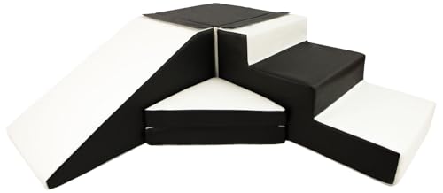 Velinda Set de 4 Blocs en Mousse pour Le Jeu, crèches, écoles maternelles, Jouets (Couleur: Noir - Blanc)