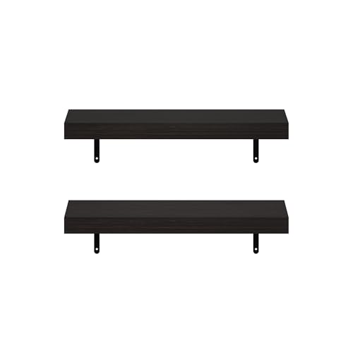 Image of Furinno Tanna Floating Shelves for Wall Set of 2, 22-Inch Wall Shelf, Triple Thick Floating Mounted Shelf, for Bathroom, Home Office, Living Room, Tobacco Oak