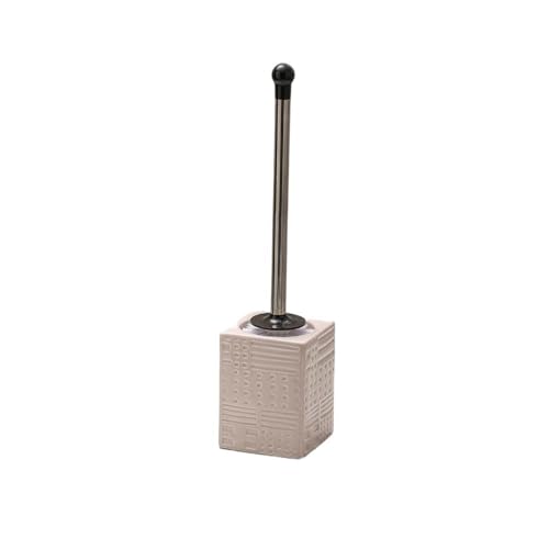 Escobilla de baño Juego de escobilla de baño de plástico cuadrado de cerámica, escobilla de baño con mango de cepillo de acero inoxidable con base transpirable, escobilla de baño con cabezal redondead