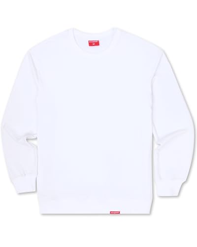 Kingsted White Sweatshirt for Men Super Soft Lightweight Sweater Premium Terry Fabric Classic Everyday Comfort Fit (White Large)