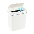 Hommp 4 Gallon/15 Liter Sensor Trash Can with Touchless Infrared Lid, Automatic Waste Bin Plastic Motion Sensor Trash Can for Kitchen Bathroom, White