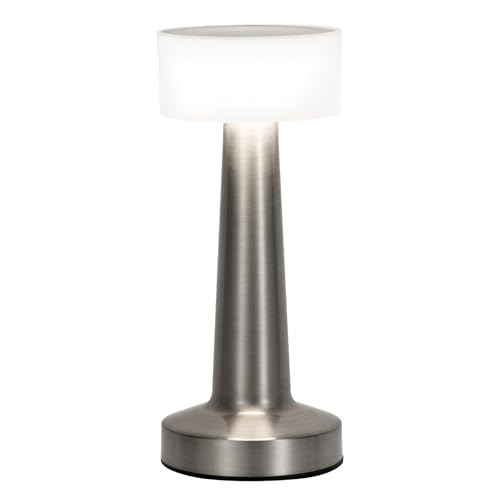 Cordless Table Lamp with Touch Control,2800mAH Rechargeable Battery Operated Desk Lamp,3 Color Dimmable Small Portable Bedside Lamps for Bedroom Dining Room Patio Restaurant Bar Hotel Silver
