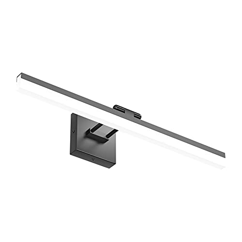 Image of Ralbay 24 inch LED Modern Black Vanity Light 14W Adjustable Matte Black Bathroom Vanity Light Modern LED Bathroom Vanity Light Fixtures Over Mirror (6000K Cool White Light)