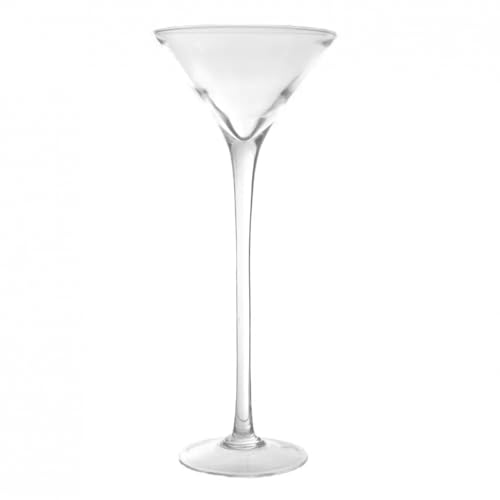 Vase trompette haut et élégant en verre sur pied - Long pied - Verre à cocktail - Vase à martini - 35 cm de hauteur - Décoration de table pour mariages,...