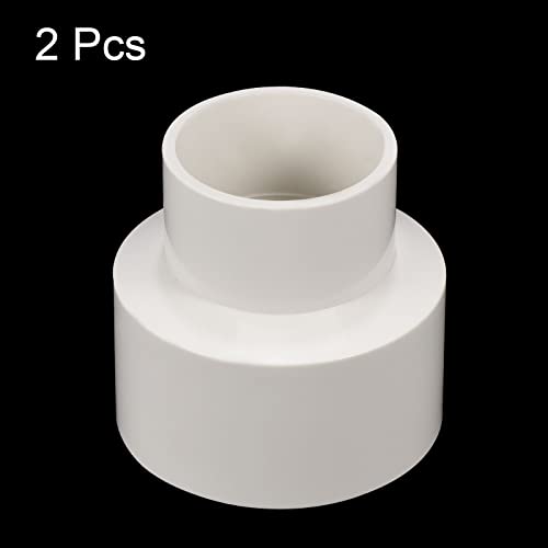 PATIKIL PVC Reducer Pipe Fitting 75x50mm, 2 Pack Straight Coupling Adapter Connector, White - Image 3