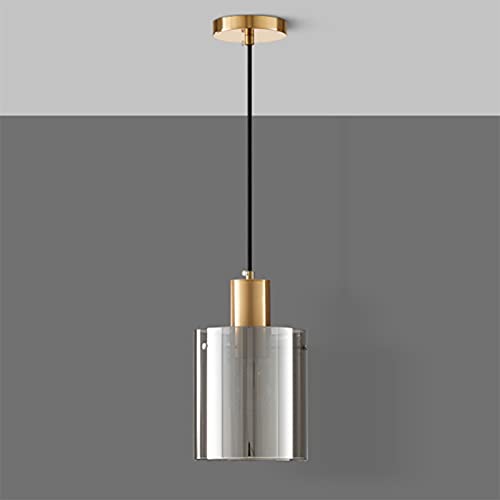 Lampe suspendue LED créative en verre gris fumé pour chevet et étude