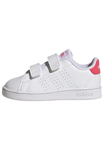 adidas Advantage Lifestyle Court Two Hook-and-Loop Shoes, Zapatillas de Tenis, Cloud White/Real Pink/Core Black, 23 EU