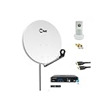  Pack Parabole Acier 80cm + Récepteur FRANSAT avec Carte + LNB Single
