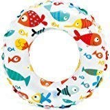 DRAUSS 20 Inch Fish Print Inflatable Swim Ring Blow Up Floating Raft Tube for Pool and Beach, Age 3 to 6 Years- Multicolour