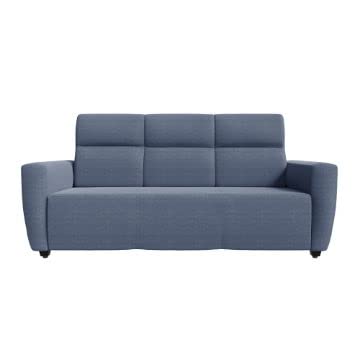 Image of Wakefit Belize 3 Seater Sofa Set for Living Room | 3 Year Warranty | Omega Blue Fabric, Neem Wood Frame