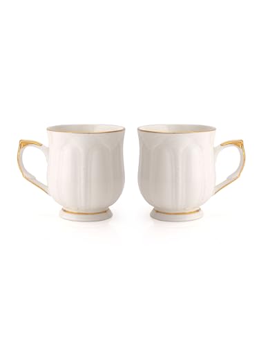 Image of Clay Craft Fine Ceramic Gold Printed Tea /Coffee Cup Set of 6-200 ml Each (IMP DLX1401), Tea Cup Set of 6, Mugs for Coffee, Cups Set of 6, Mug Set, Ideal for Gifting, Perfect for Home and Office