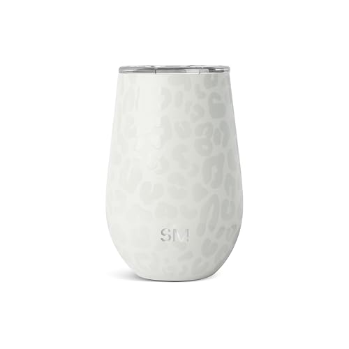 Simple Modern Wine Tumbler with Lid | Cute Stemless Glass Cup with Press-In Lid | Insulated Stainless Steel Coffee Mug | Gifts for Women Men Him Her | Spirit Collection | 12oz | Cream Leopard