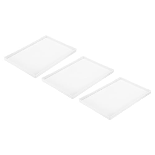 QUARKZMAN 3 Piezas Bandeja de Servicio Pequeña Blanca Mini Bandeja 11 x 16 Bandejas Rectangulares de Plástico Decorativas de Madera para Desayuno Cocina Baño