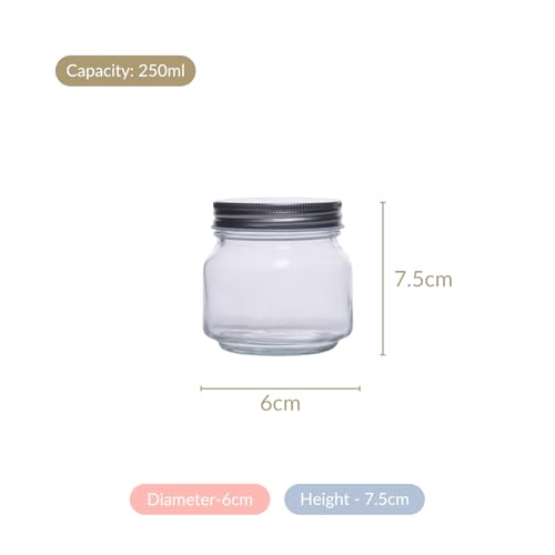 Image of Nestasia Spice Glass Jar with Lid Set of 12-250ml Each, Transparent Seasoning Glass Containers for Kitchen Storage Pantry, Spices, Salt, Herbs, Sugar or Coffee Beans
