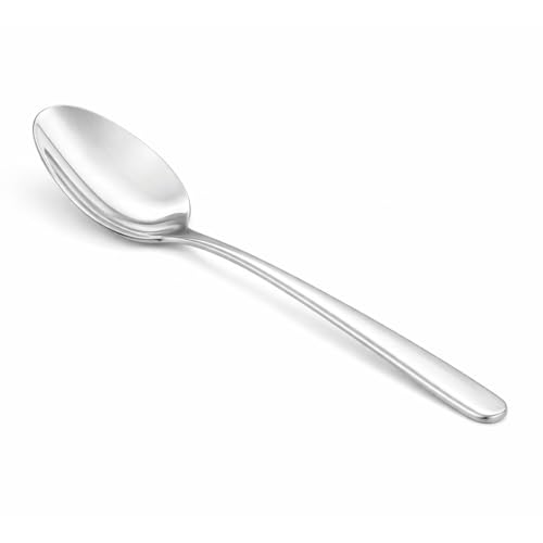 Image of Culinex 18 /8 Premium Stainless Steel 7.5 inch All Purpose Spoon Set of 12 for Dining Table, Kitchen | Heavy, Rustproof, Designer Silver Flatware By thinKitchen (Dora Series)