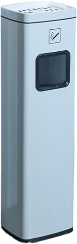 Cenicero exterior Contenedor de basura for exteriores, cenicero de pie, resistente a la intemperie, con cerradura, for suelo.(White)