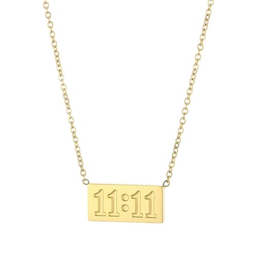 OIDIMS Unique 11:11 Square Shape Pendant Necklace for Women Men's 18k Gold Plated Dainty Angel Number Choker Necklaces Adjustable Chain Personalization Lucky Numerology Jewelry Meaningful Gifts