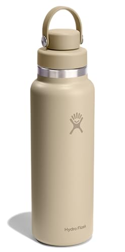 Image of Hydro Flask Water Bottle - Insulated Stainless Steel - Wide Mouth Flex Chug Lid, Non Spill, Leakproof in 40 Oz Tonal Oat Tan