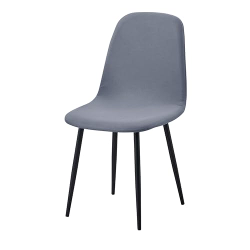 Image of HOKIPO 'SereneSolids' 140 GSM Shell Chair Cover, Mid Century Modern Dining Chair Cover, Pack of 1, Smokey Grey (AR-6248-SGRY)