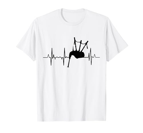 My Heart Beats For Bagpipes Gaitero ECG Camiseta