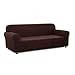 1 Piece- 3 Seater Sofa Slipcover Polyester Spandex Jacquard Fabric Stretchable, Home Hotel/Motel, Resort, Rentals and Commercial use, Fits Back of Furniture from 72 to 92 inch Wide, Chocolate Color