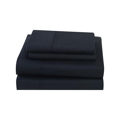 Image of CANNON Solid Percale Black 5 Piece Split King Sheet Set