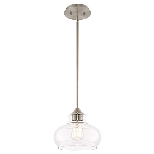 Kira Home Harlow 9" Modern Industrial Farmhouse/Schoolhouse/Rustic Pendant Light with Clear Glass Shade, Adjustable Hanging Height, Brushed Nickel Finish - Image 2