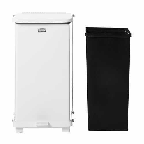 Image of Rubbermaid Commercial Products Defenders Step-On Trash Can with Plastic Liner 6.5-Gallon White Good with Infectious Waste in Doctors Office /Hospital /Medical /Healthcare Facilities