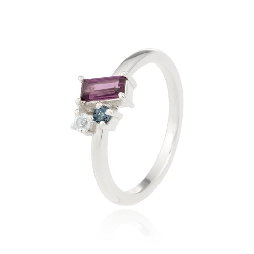 Bague pour femme en argent 925 anti-ternissement trois pierres éclatantes