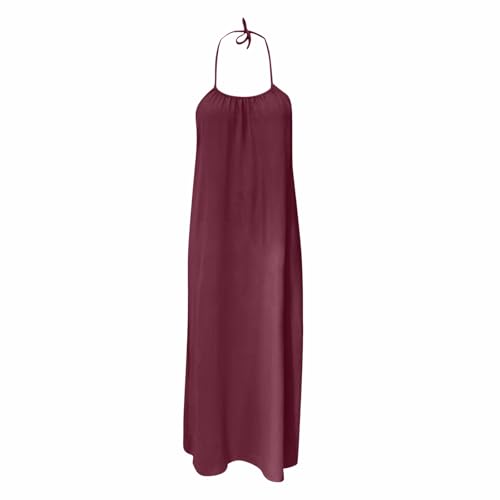 nsiaot Damen Rückenfreies Cami Kleid Summer Ärmellos Lang Maxi Lässig Sommerkleid Fließend Offener Rücken Lounge Kleider Strandkleid Damen Mit Kordelzug Maxikleid Summer Cami Kleid-4