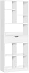 HOMCOM 63" Tall Bookshelf with Drawer, Freestanding Bookcase with Open Shelves, Shelving Unit, Display Rack for Bedroom, Living Room, Home Office, White