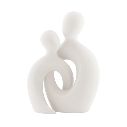 Figura decorativa de cerámica mate crema, pareja abstracta