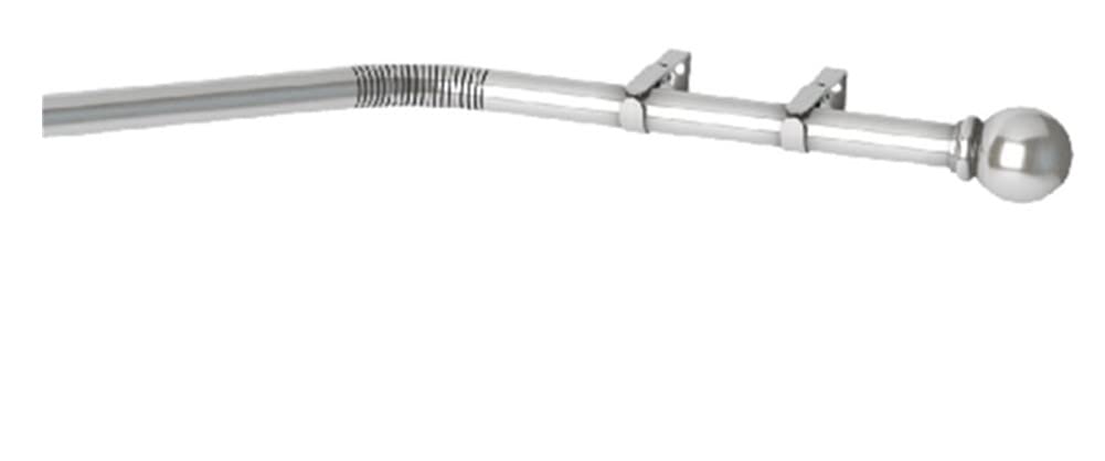 Chrome Satin Silver 28Mm Bay Window Eyelet Pole Kit - 400Cm - Easy Bend By Hand
