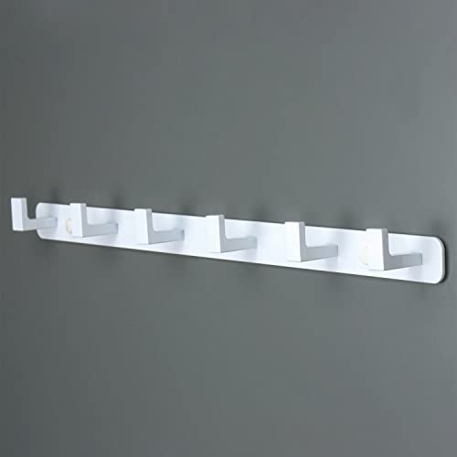 Image of Coat Rack, Heavy Duty Stainless Steel 6 Tri Coat Hook Hanger, Wall Mounted Storage Wall Hooks, Rustic Clothes Hook /Key Hook Rail for Bathroom Kitchen Entryway(6 Hook White)