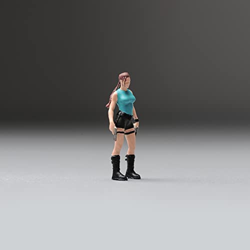 RoofWorld 1/43 Scale Painted Miniatures Tiny People Diorama Figures Colored Lara Croft Girl Zombies Scene Props Action Figure Model for Collection Display