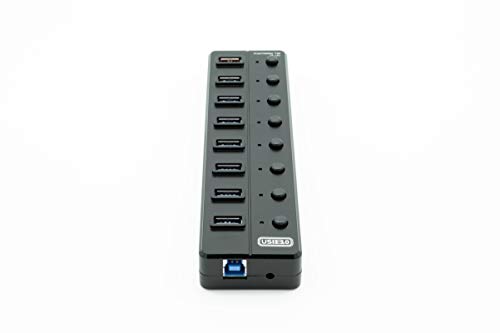 DYNAMODE DYNA-USB3-HB-8P Super-Speed USB3.0 7 1 Port Hub and Integrated Tablet Charger - Black