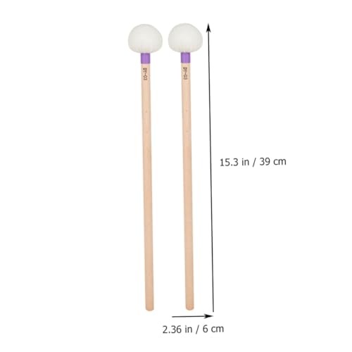 2 baquetas con cabezas de fieltro y mango de madera morado miniatura 5