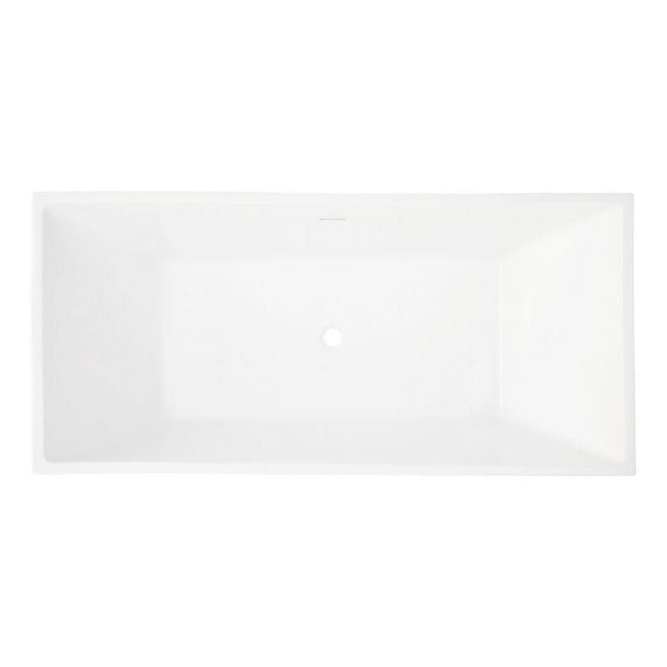 67" White Acrylic Freestanding Soaking Tub with Center Drain