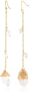 Amazon Brand  Amazon Collection 14K Gold Plated Earrings with Natural Freshwater Baroque Pearl Long Dangle Earring for Women Girl Gifts Present Valentines Birthday Anniversary Mothers Day Christmas