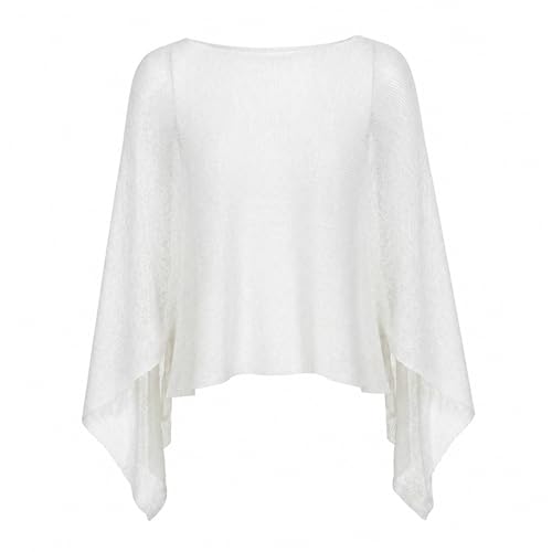 Poncho de punto transparente para mujer con top asimétrico suelto de un solo hombro