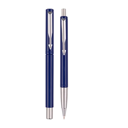 Parker Vector Standard Chrome Trim Roller Ball Pen + Ball Pen| Blue Body Color| Ink Color - Blue | Gift For Employees | Unique Gifts For Entrepreneur