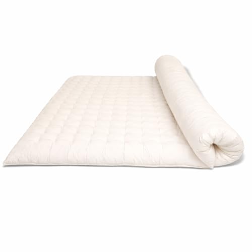 Image of ATOOTFUSION Soft Cotton Quilt | Foldable Light Weight Filled Single Firm Cotton Quilt Mattress| Gadda (Solid Coloured, Sleeping Capacity, 6 x 6 ft or 72 x 72 Inches) Double Bed (Off White)